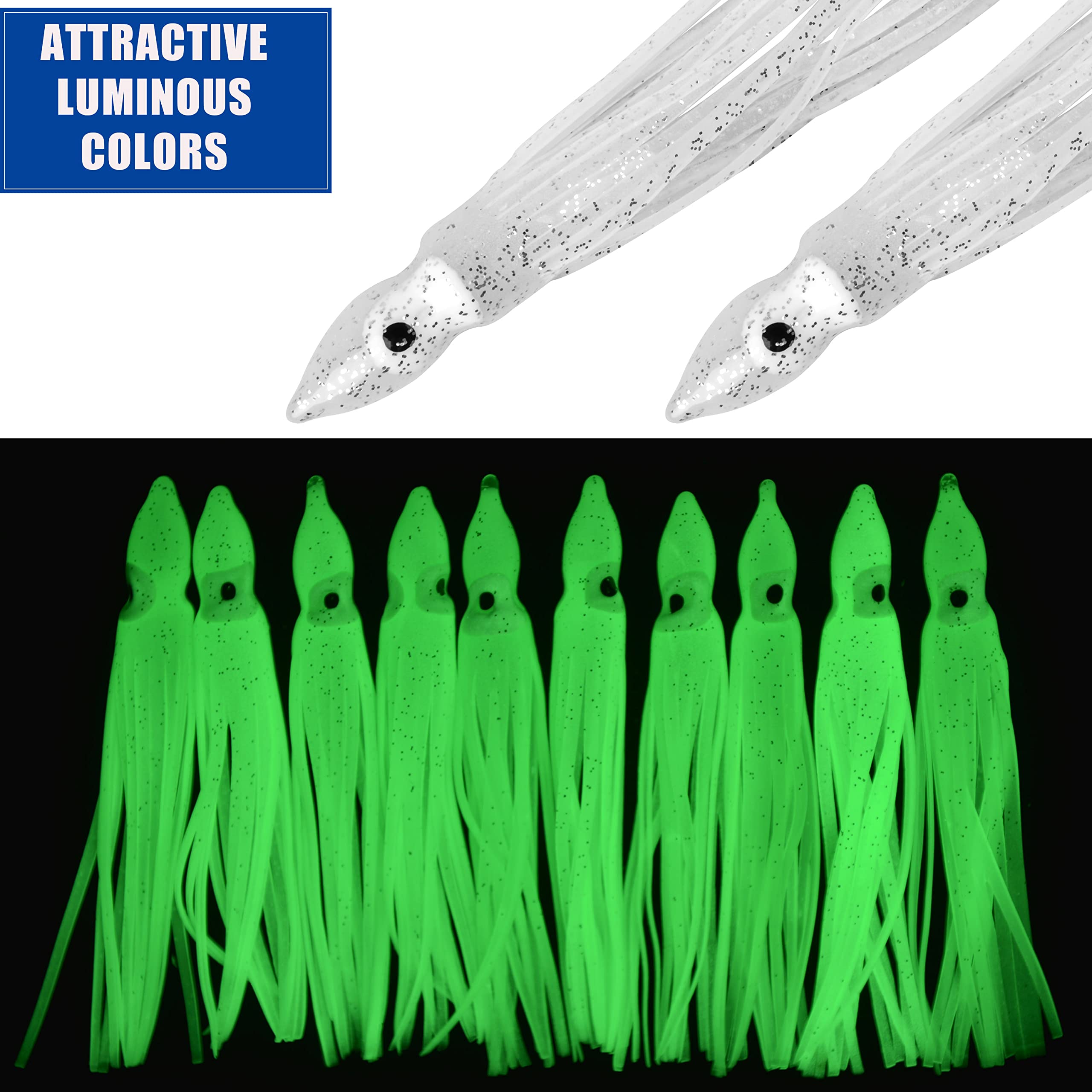 Squid Skirts Lures 50pcs - Soft Plastic Bait for Bass Salmon Trout Fishing