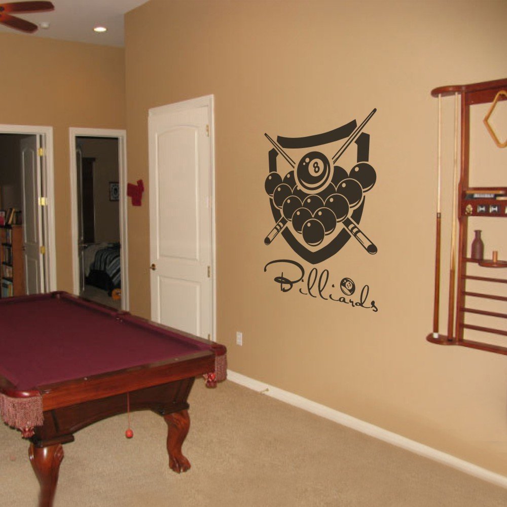 Billiard Wall Decal - Premium Pool Table Sticker for Game Room & Man Cave Decor - Large Black Vinyl Wall Art - Perfect for Basement, Bar & Recreation Room Decorations