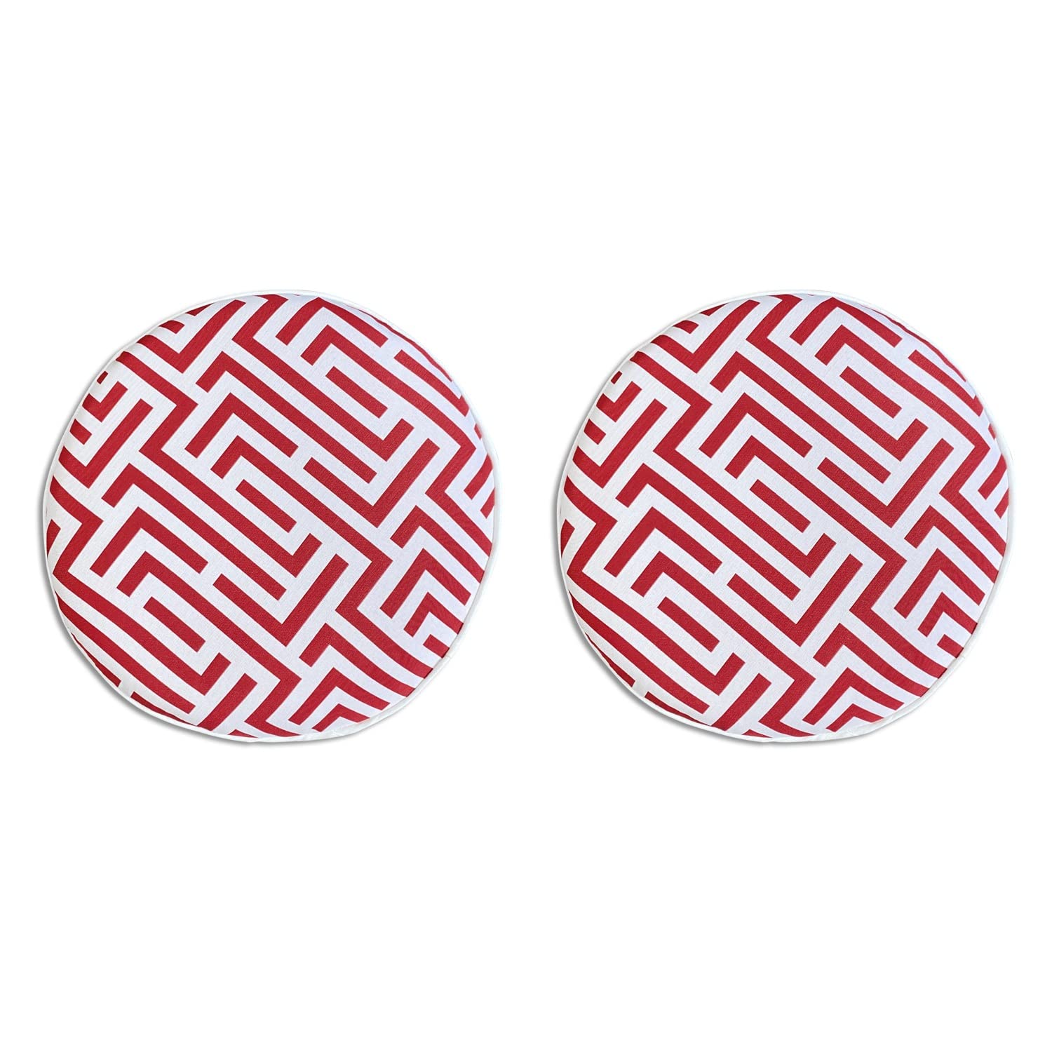 Premium Bistro Chair Cushions Set of 2 - 16x16 Inch Red Outdoor Seat Cushions for Patio Furniture, Waterproof & UV Resistant Round Chair Pads - Perfect for Garden, Deck, Balcony, and Outdoor Dining