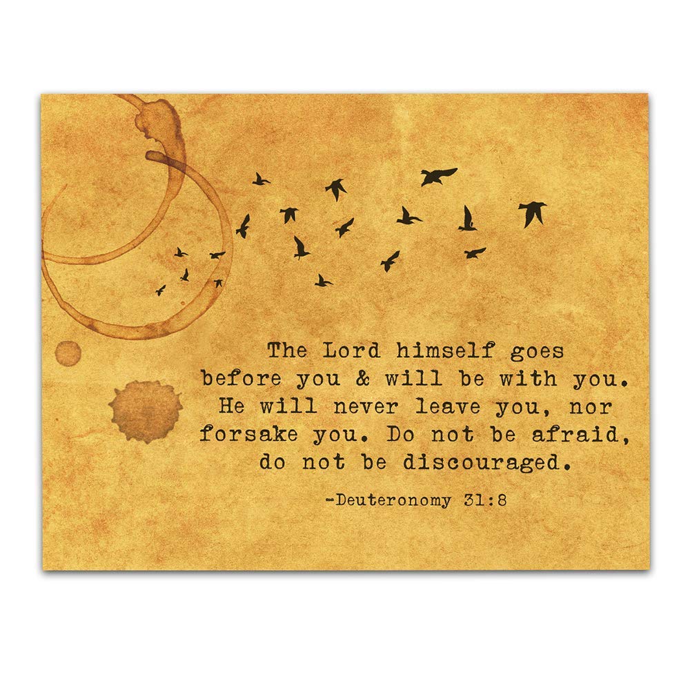 Deuteronomy 31:8 Bible Verse Wall Print - Inspirational Gift for Home & Office Decor