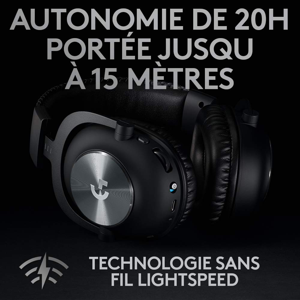 Logitech G PRO X LIGHTSPEED Wireless Gaming Headset with Blue VOICE Mic Filter, PRO-G 50mm Drivers, DTS Headphone:X 2.0, 20-Hour Battery for PC, PS5, PS4, Nintendo Switch - Black | Perfect for Competitive Gaming & Streaming