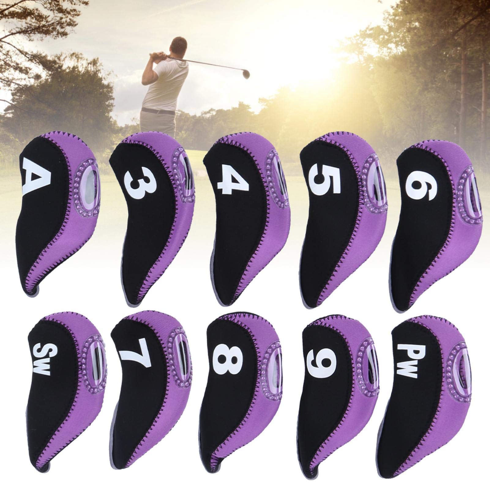 10Pcs Neoprene Golf Iron Covers Set - Black Numbered Protective Sleeves for Golf Clubs | Perfect for Golf Enthusiasts & Travel Protection