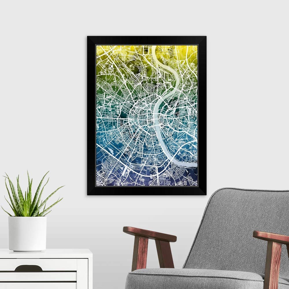 Canvas On Demand Cologne Germany City Map Black Framed Wall Art Print - Home Office Decor, Living Room Bedroom Wall Decor, Gift for Travel Lovers