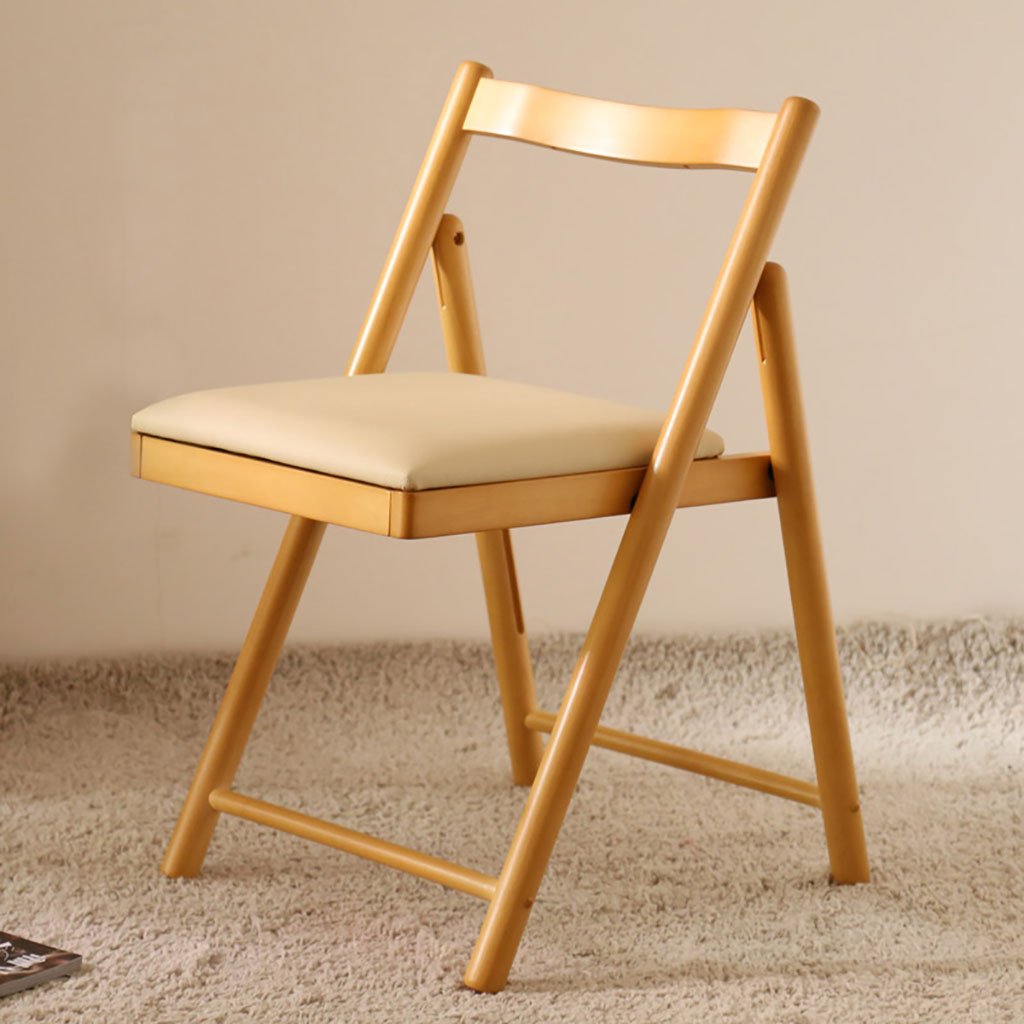 Modern Folding Dining Chair - Solid Wood Comfortable Home Desk Chair for Indoor Use | Space-Saving Design for Small Apartments, Kitchens & Dining Rooms (Color: A)