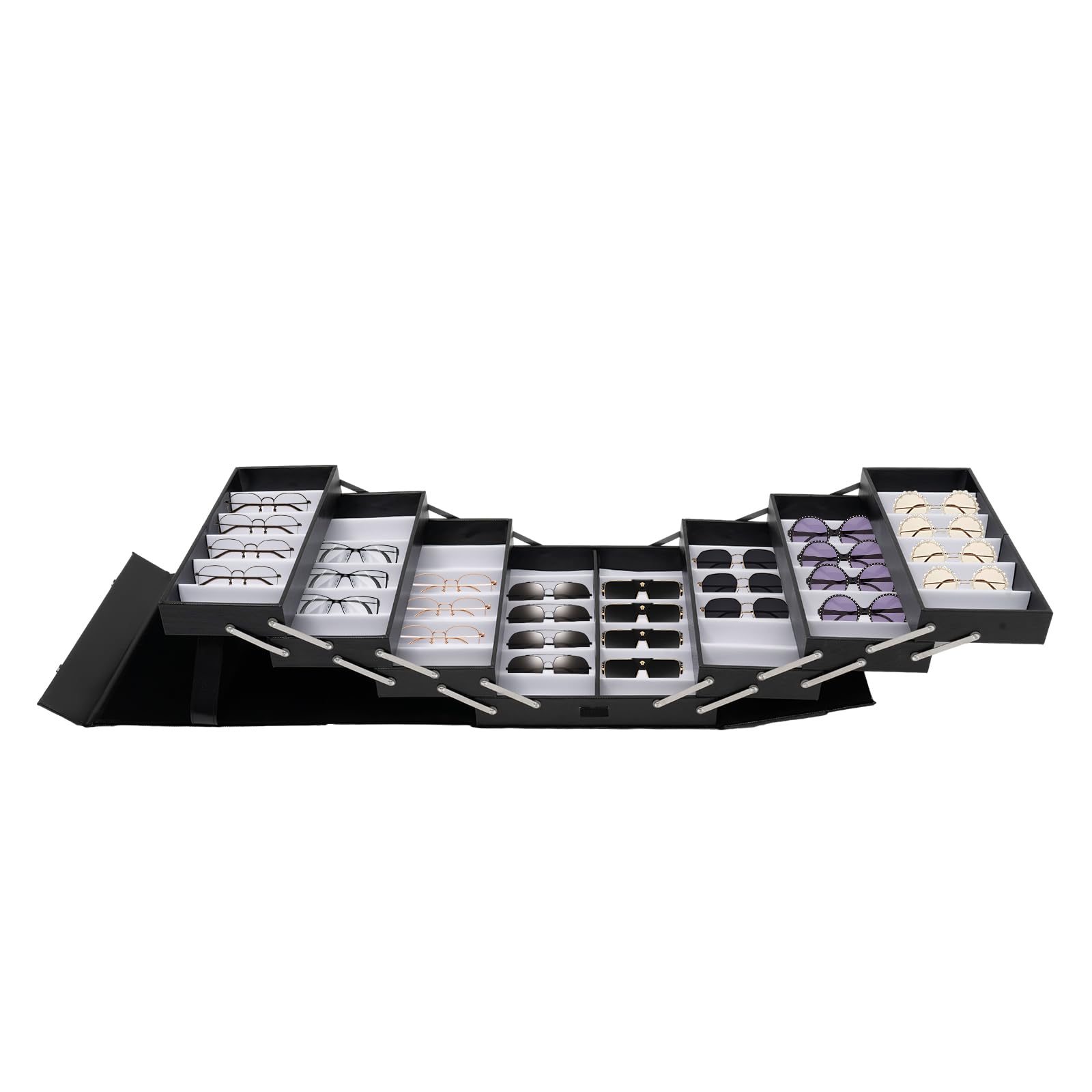 Eapmic 48-Slot Luxury Sunglasses Display Case - Black Eyeglass Organizer Box for Retail Stores & Collector Storage | Perfect for Sunglass Shops, Optical Stores & Home Organization