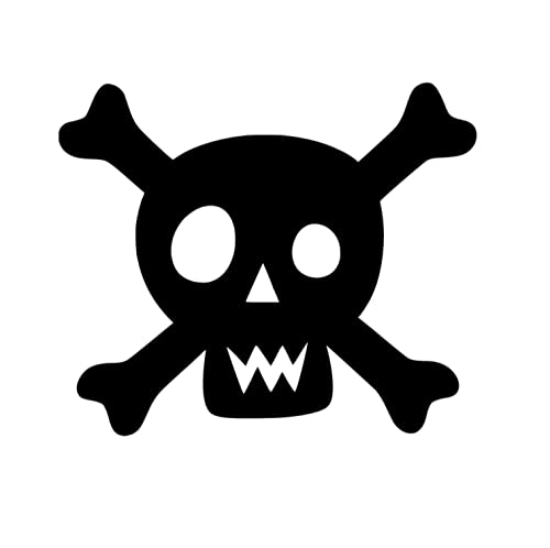Skull and Crossbones Iron On Decal - HTV Ready to Press Vinyl Patch for Hoodies, T-Shirts & DIY Crafts - Perfect for Halloween Costumes, Biker Apparel & Punk Fashion (Black)