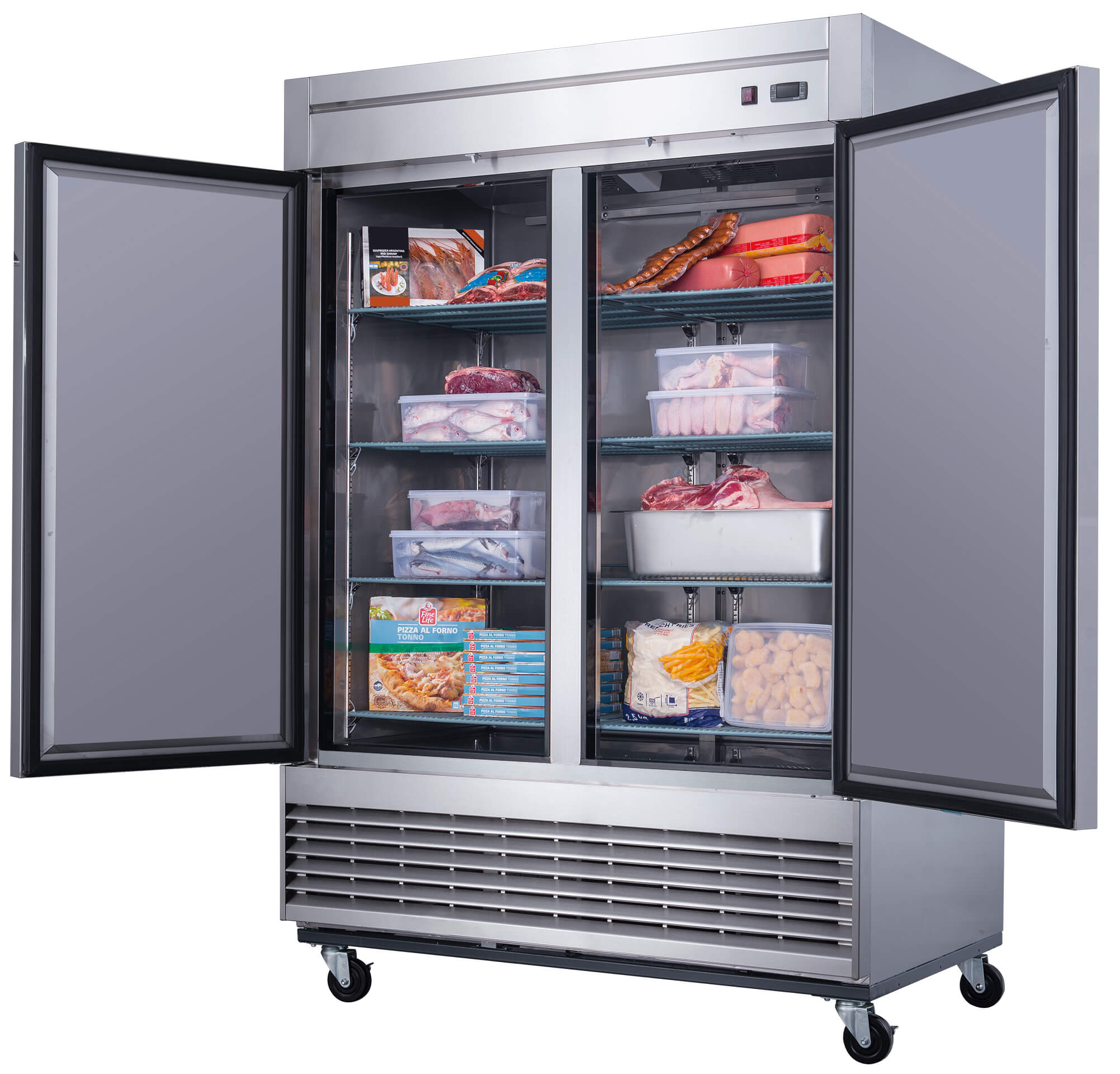 Dukers D55F 2-Door Commercial Freezer - Energy Efficient Upright Deep Freezer for Restaurants, Grocery Stores & Home Use