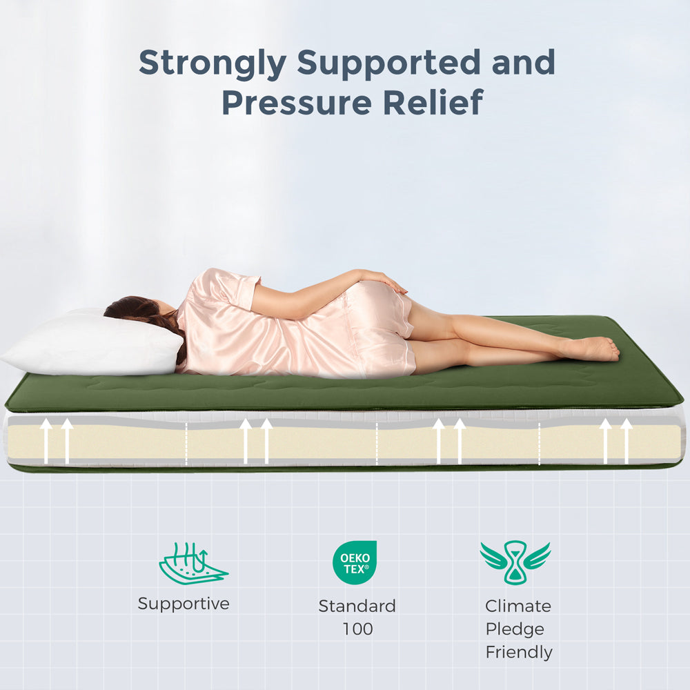 MAXYOYO Padded Japanese Floor Mattress - Green Foldable Roll Up Futon Mattress for Bedroom, Guest Room & Travel | Comfortable Floor Sleeping & Lounging