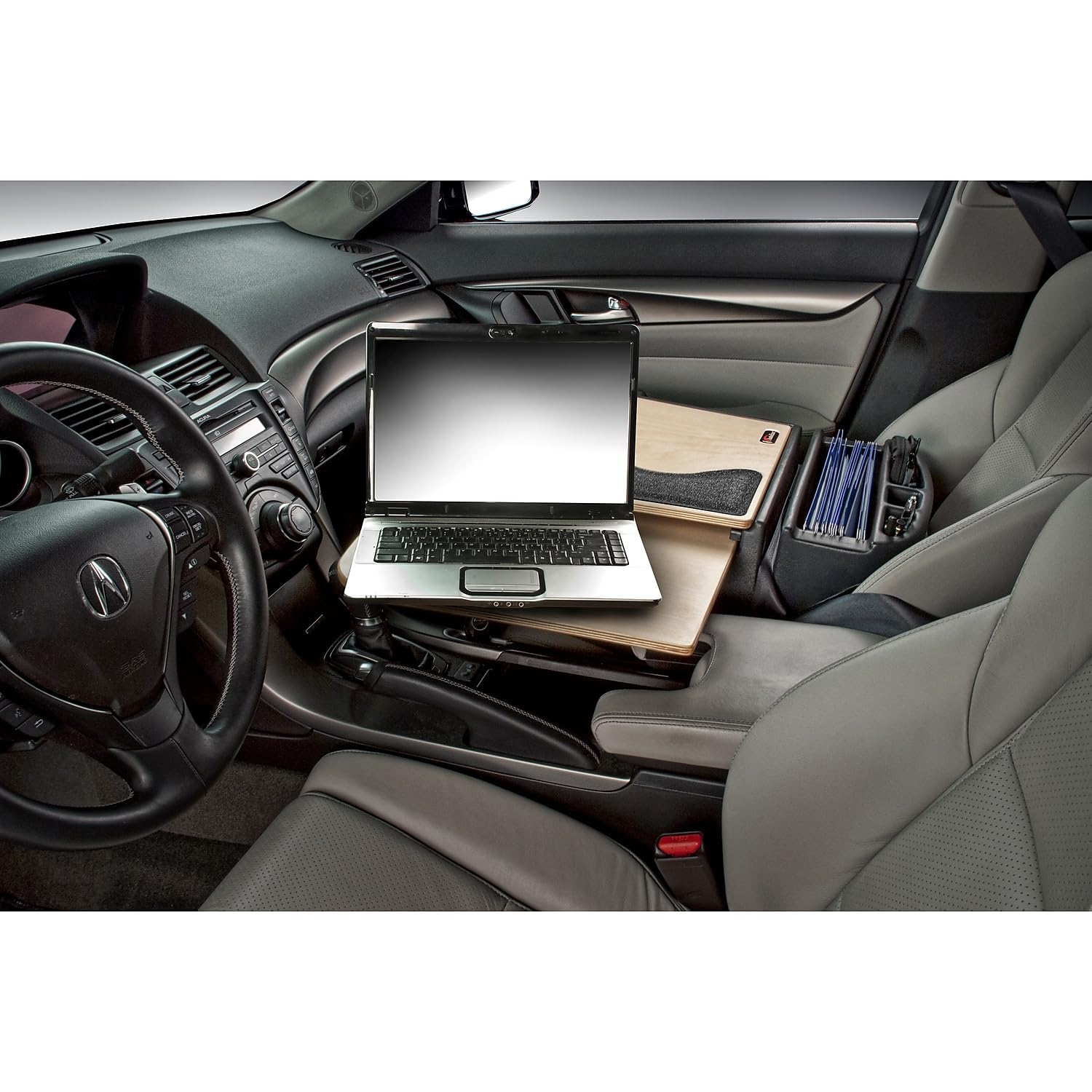 AutoExec AUE10020 GripMaster Car Desk - Premium Birch Finish Wooden Steering Wheel Tray for Laptop & Food - Perfect for Commuters, Road Trips & Office on the Go