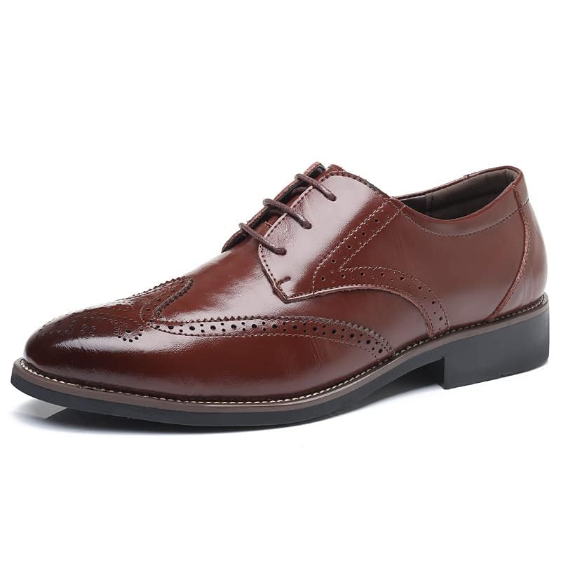 Men's Classic Lace-Up Dress Shoes | Business Oxford Wingtip Shoes for Wedding & Formal Events | Premium Leather Office & Party Footwear