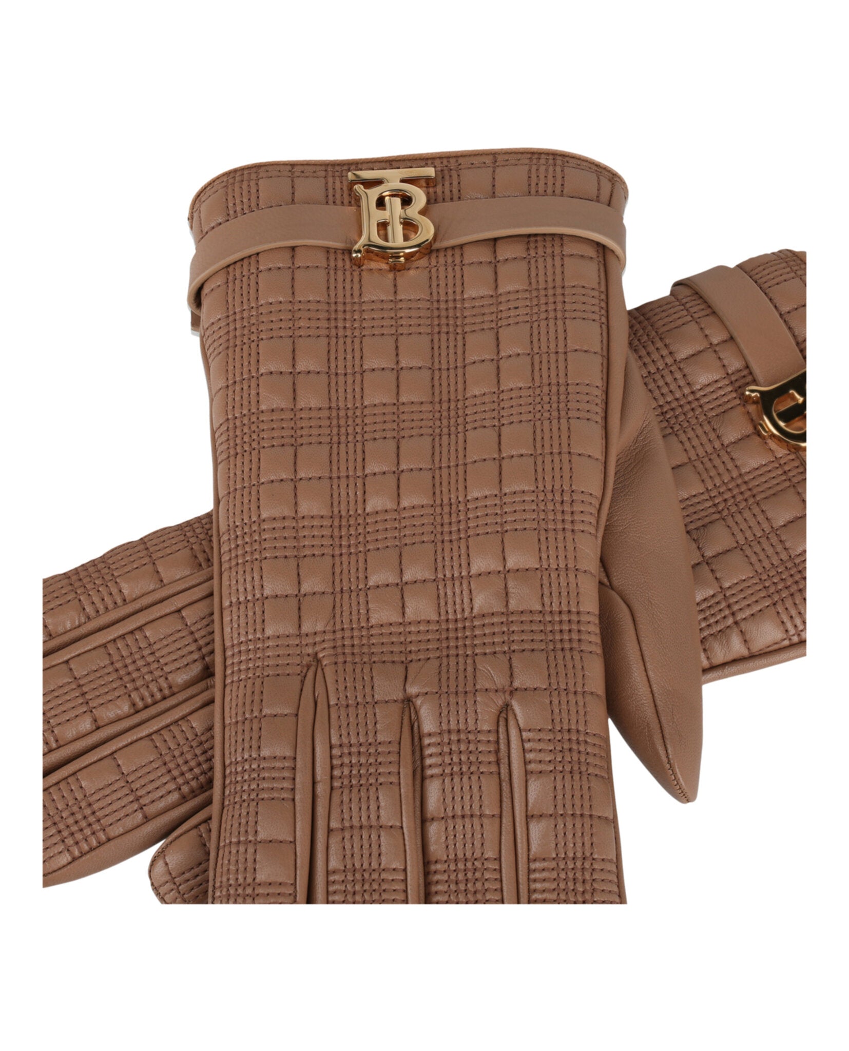 Stylish 'TB' Quilted Leather Gloves for Women & Men - Winter Driving, Motorcycle Riding & Outdoor Activities