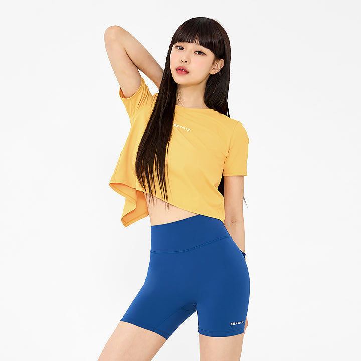 Stylish Ice Feather Back Slit Crop Top Short Sleeve Blouse for Women | Summer Casual Wear & Party Outfit