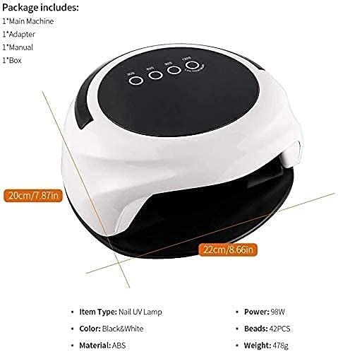 Professional 98W UV LED Nail Lamp with 42 Beads - Fast Curing for Gel Polish | Salon Quality & Home Manicure Use | Perfect for Nail Art, Acrylics & DIY Gel Nails