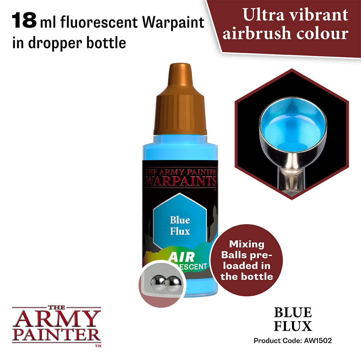 Warpaints Air Fluorescent Paint - Vibrant Blue Flux for Airbrush & Model Painting | Perfect for Miniatures, Cosplay & DIY Art Projects