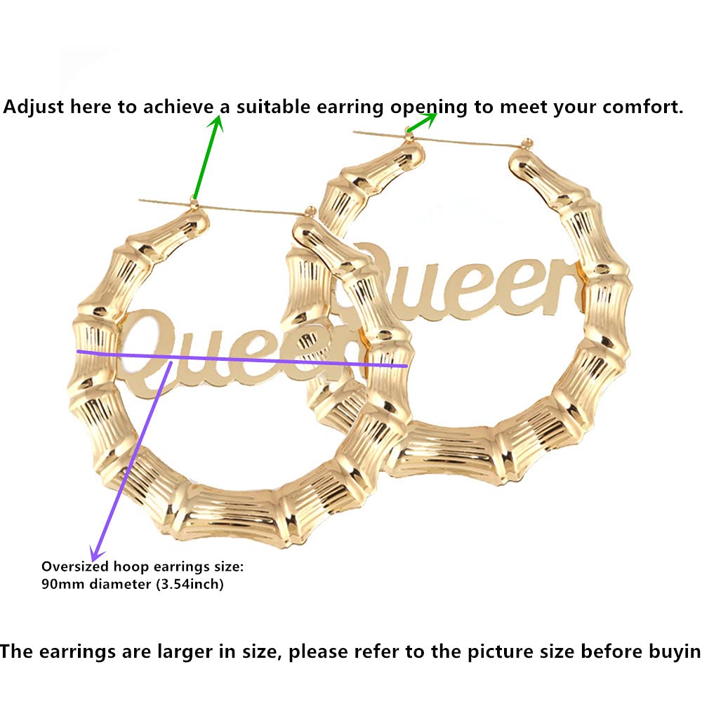 90s Retro Round Bamboo Grain Hoop Earrings for Women - 90mm Gold Big Hoop Earrings for Hip Hop Party, Festival, and Everyday Wear