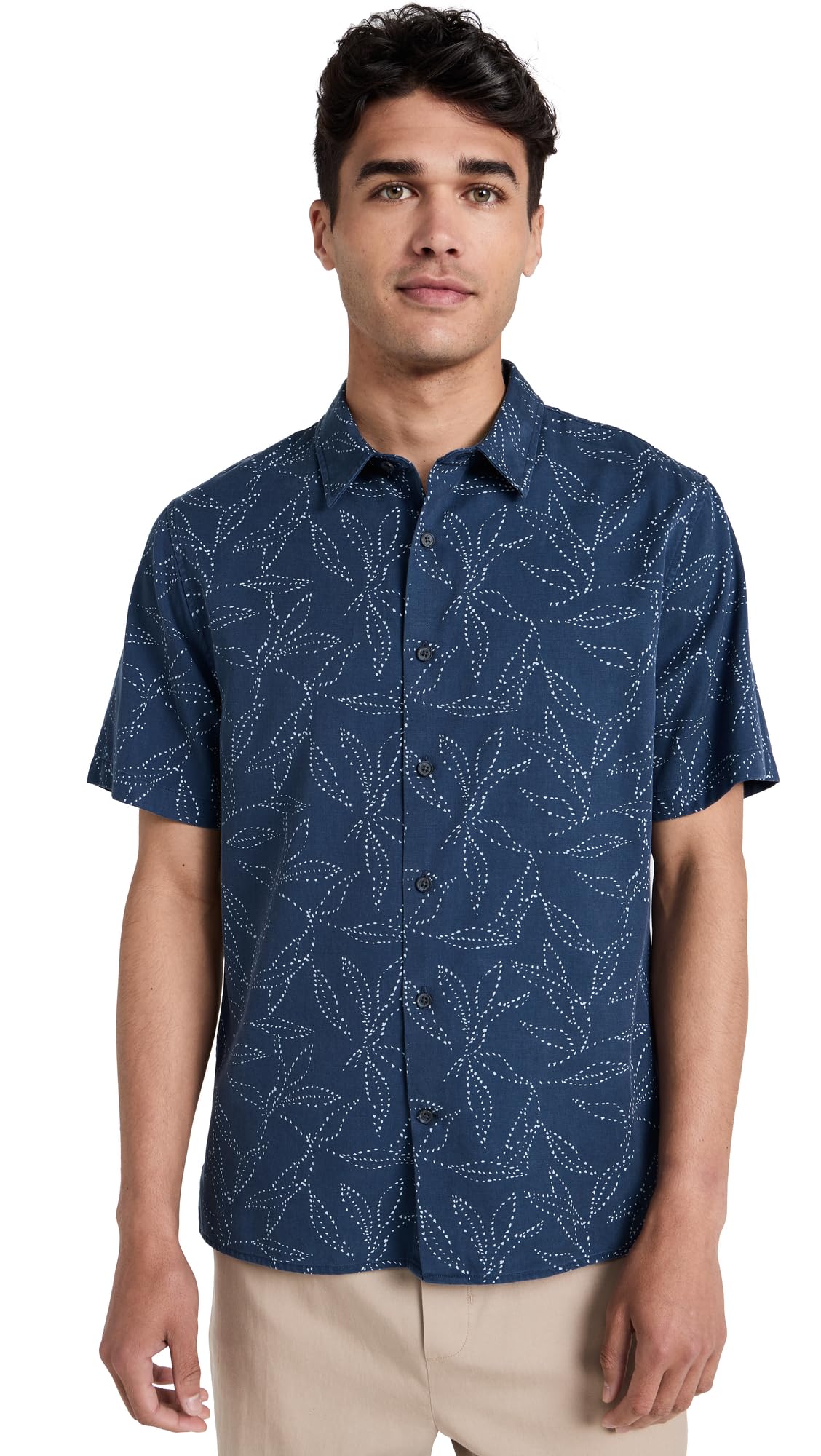 Vince Men's Dotted Leaf Button-Down Shirt | Stylish Casual & Business Wear | Perfect for Office, Date Night & Outdoor Events
