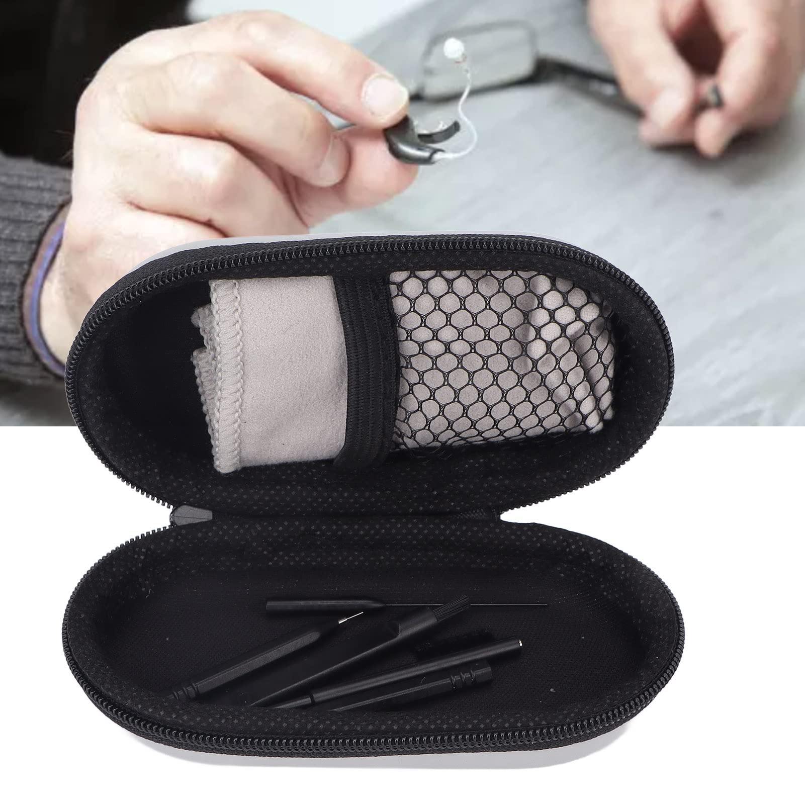 Hearing Aid Cleaning Kit with Brush & Needles for Daily Care