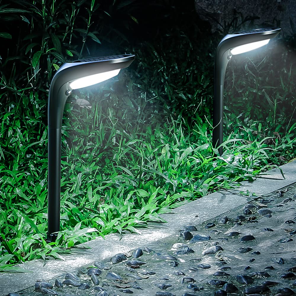 2 Pack Solar Pathway Lights Outdoor Waterproof - Solar Powered Garden Lights Auto On/Off for Landscape, Yard, Patio, Walkway, Driveway, Pool - Cool White & Warm White - Perfect for Holiday Decorations & Nighttime Safety Lighting