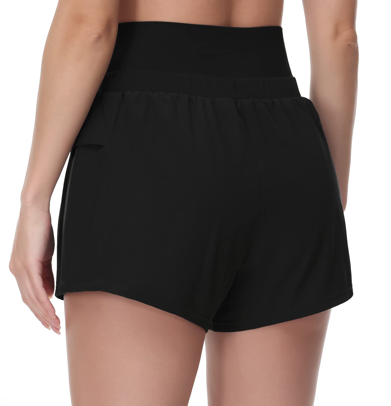 Dragon Fit Women's High Waisted Running Shorts with Drawstring & Pockets - Breathable Summer Athletic Gym Workout Shorts for Yoga, Jogging, Fitness Training & Outdoor Activities
