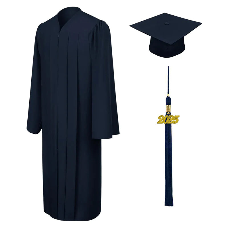 Matte Navy Blue High School Graduation Cap and Gown Set - 2024 Graduation Ceremony Outfit for Students - Perfect for Commencement, Photos & Yearbook Memories