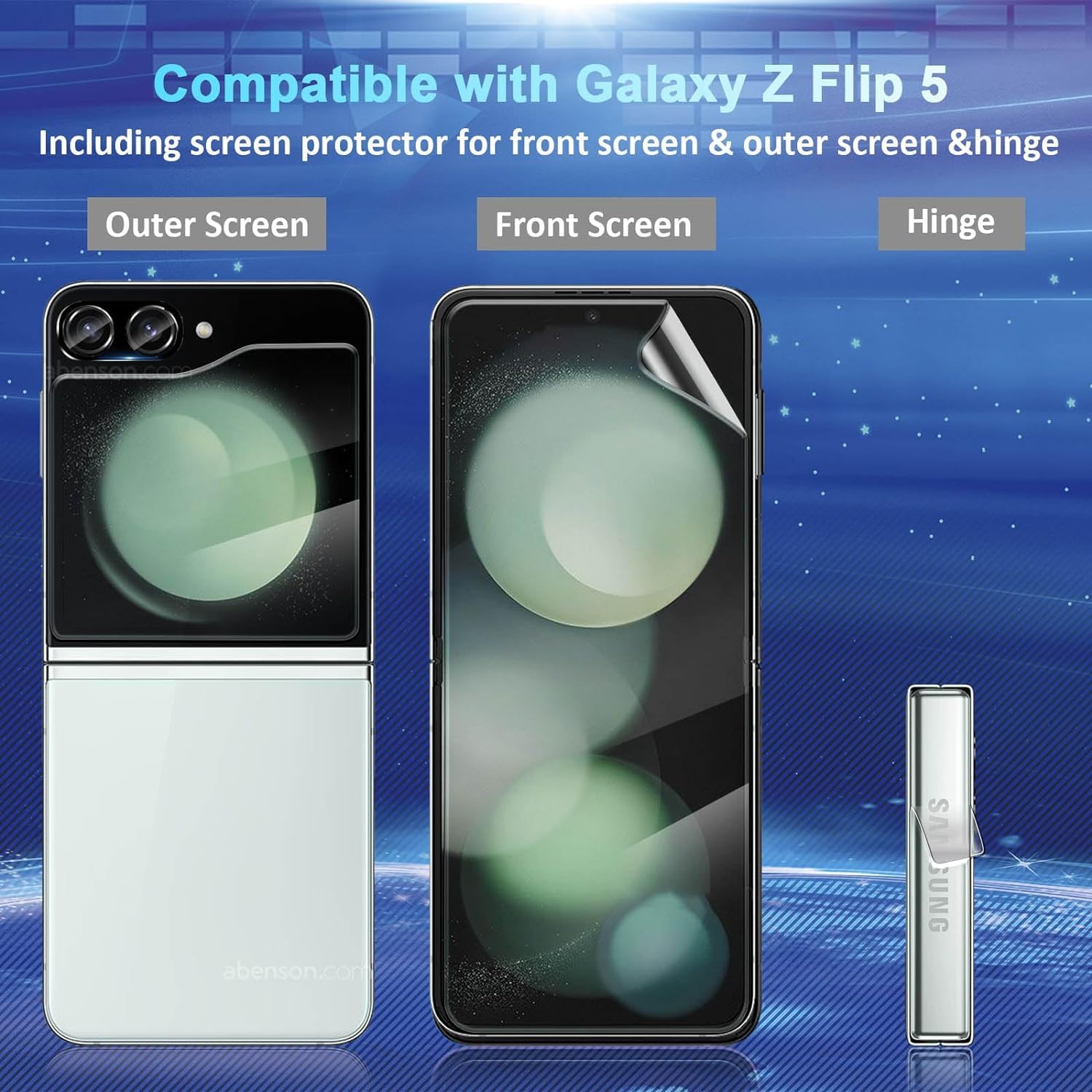 2-Pack 6-Piece Samsung Galaxy Z Flip 5 Screen Protector Set - Front TPU Film + Back Tempered Glass + Camera Lens Protector - HD Clear, Bubble-Free for Galaxy Z Flip 5G - Perfect for Daily Protection & Scratch Prevention