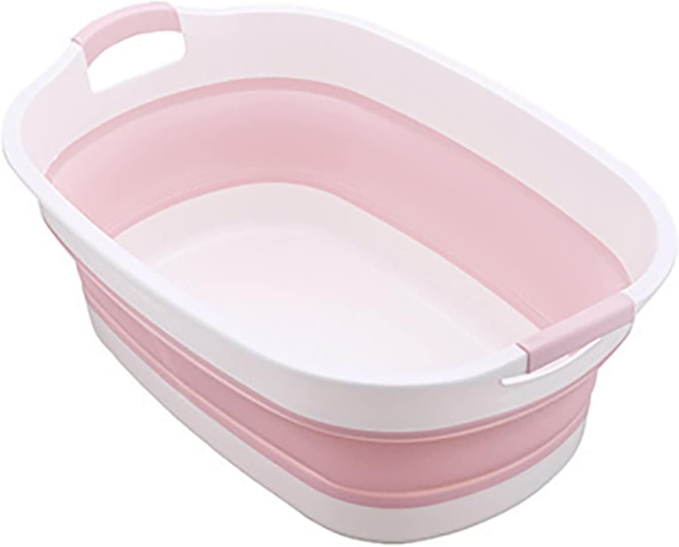 BIENKA Foldable Portable Foot Soaker Bath Tub for Babies, Pets & Laundry - Multi-Use Shower Basin, Sauna Pool & Storage Basket (Pink) - Perfect for Baby Bath Time, Pet Grooming & Home Organization