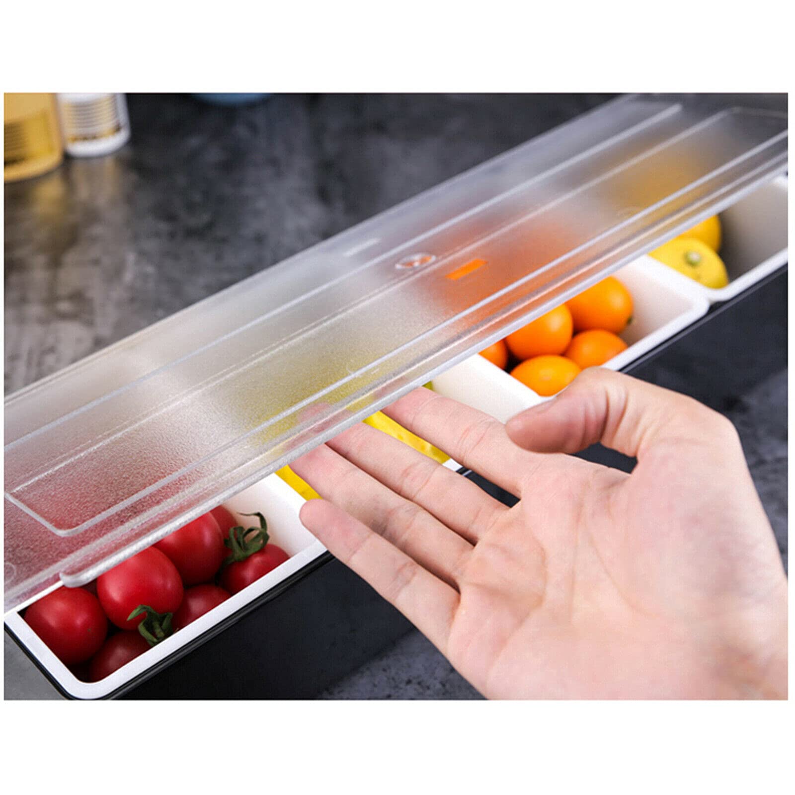LOYALHEARTDY 2-Piece Clear Food Storage Container Set with 5 Detachable Small Containers & Lids - Reusable Refrigerator Organizer for Fruits, Vegetables & Meal Prep - Includes Ice Storage Layer for Freshness - Perfect for Kitchen, Pantry & Office Organization