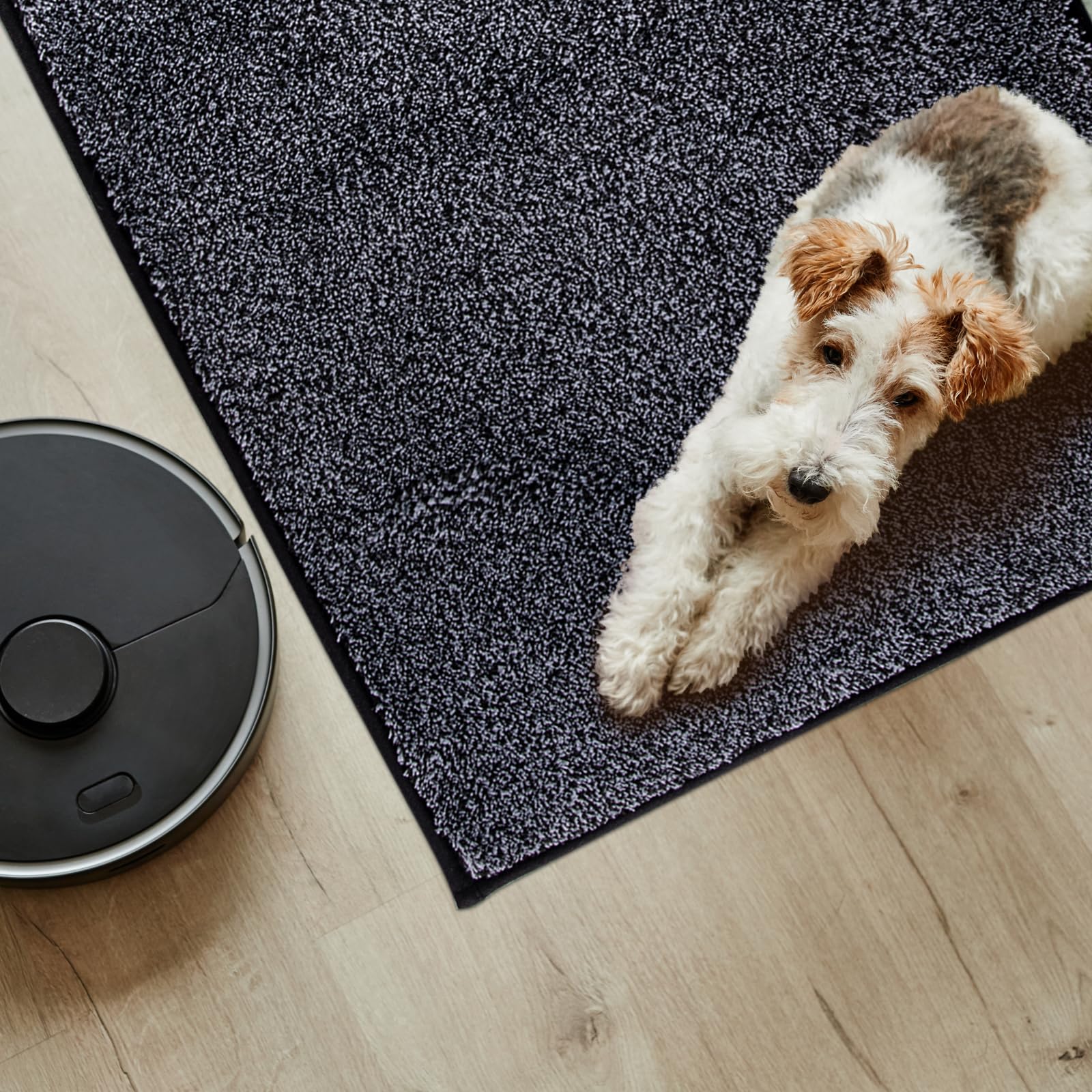 PURRUGS 4x6 Feet Non-Slip Washable Area Rug - Pet Friendly, Stain Resistant Entryway Mat for Hallway, Living Room, Bedroom & Mudroom - Bluish Grey-Black | Perfect for High Traffic Areas & Pet Owners