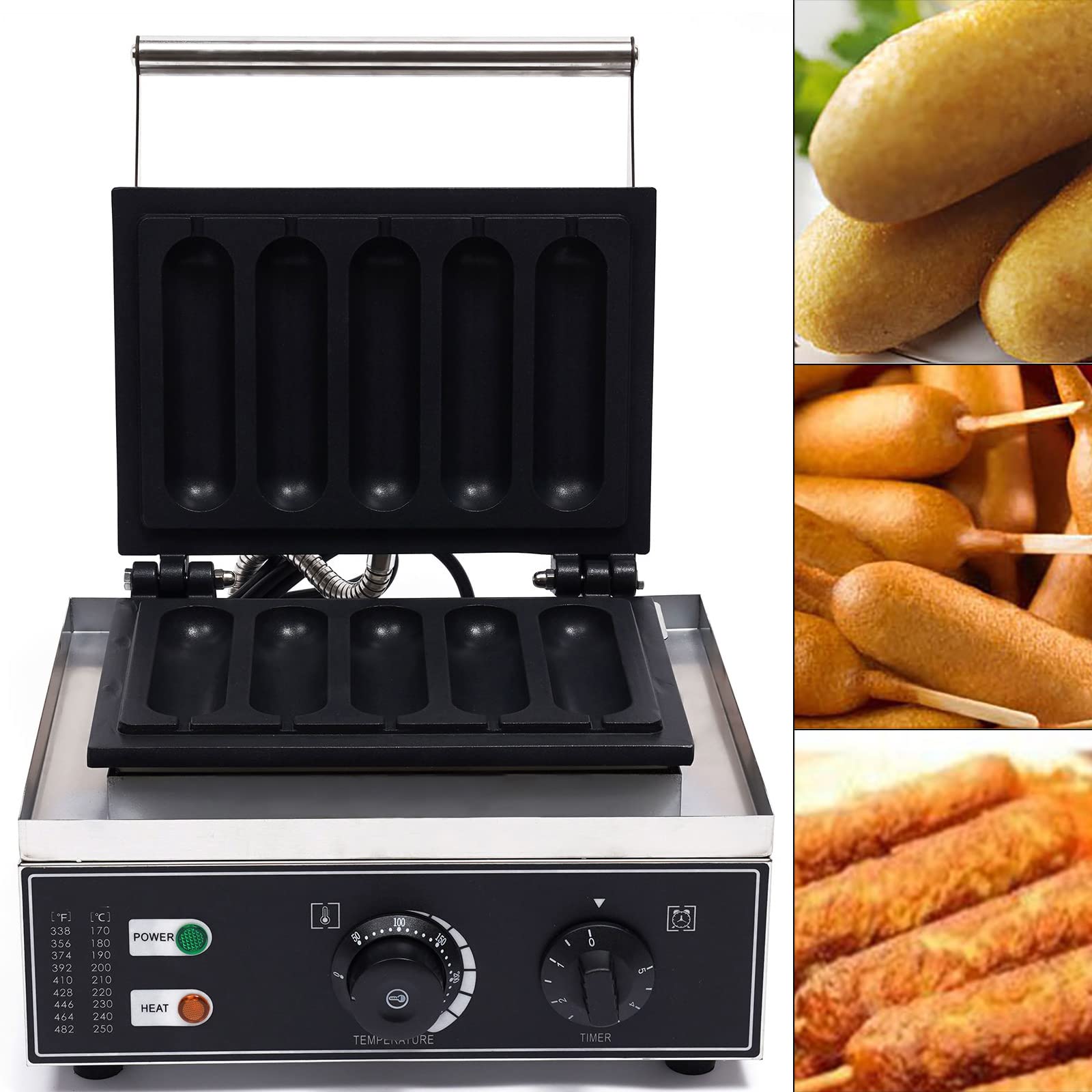 Commercial Waffle Maker & Hot Dog Machine - 5 Grid Corn Dog Maker for Sausage, Waffle Sticks & More | Perfect for Restaurants, Food Trucks & Home Breakfast
