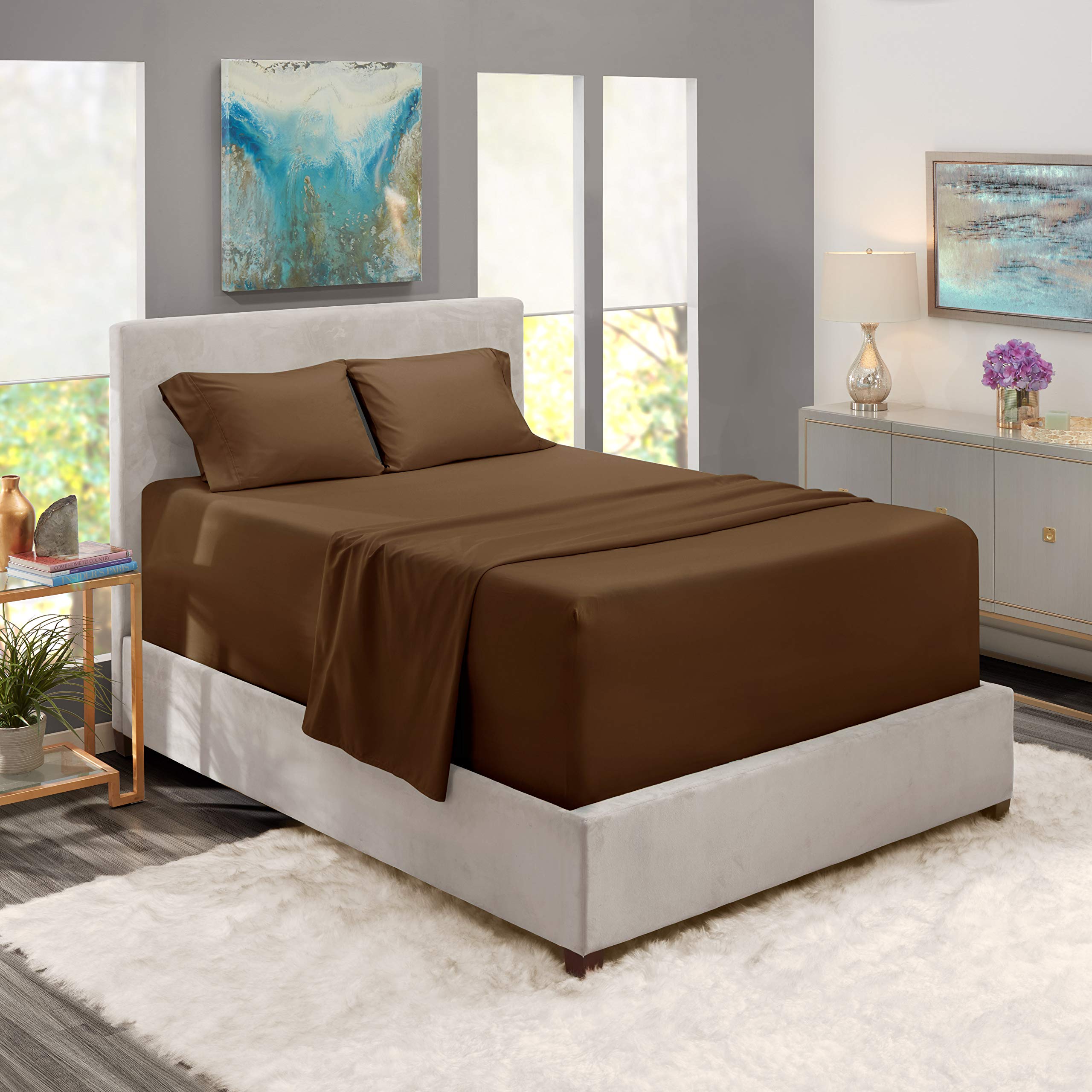 Luxury 100% Cotton 800 Thread Count King Size Sheet Set - 4 Piece Hotel Quality Bed Sheets with 12