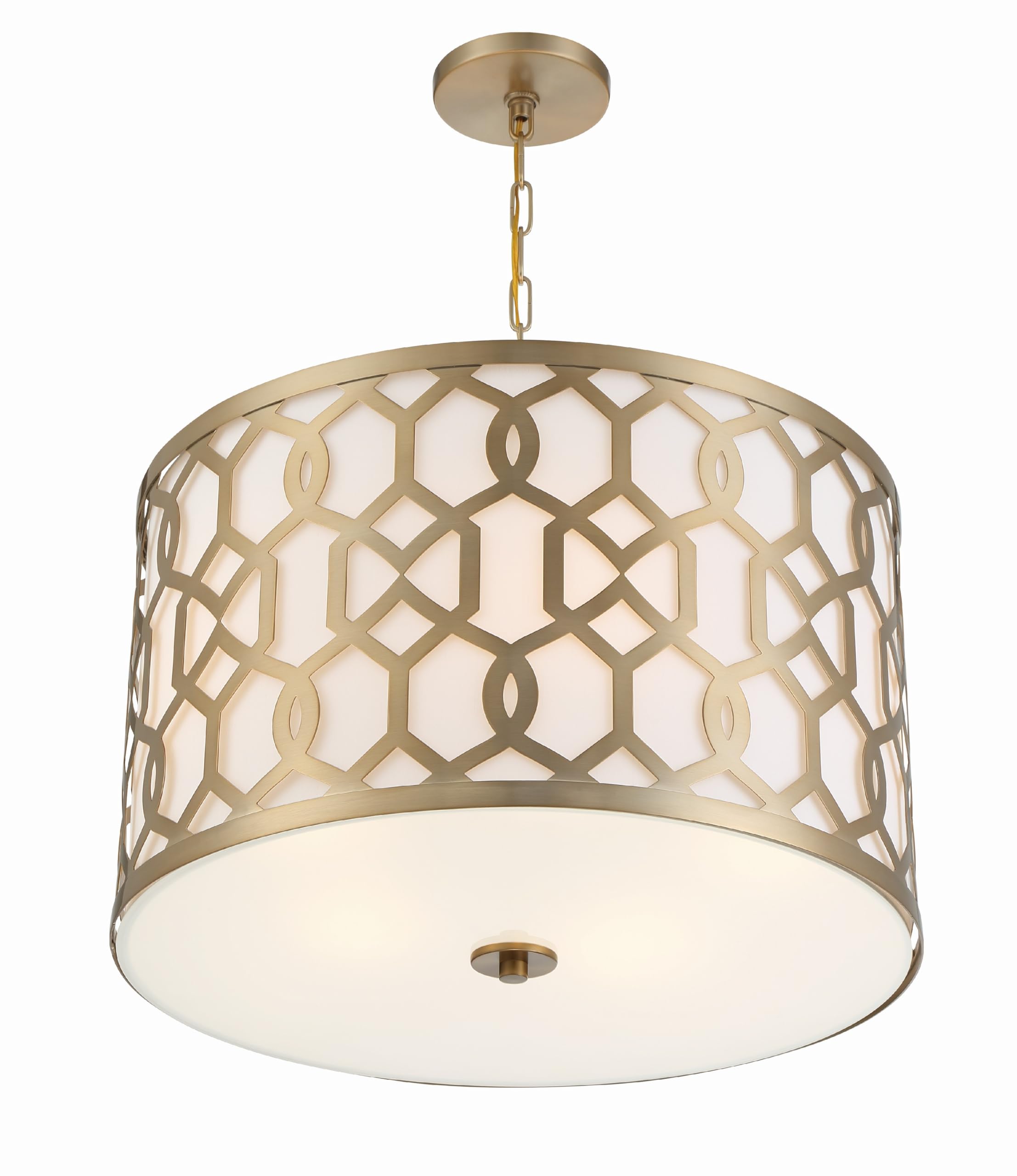 Crystorama Libby Langdon Jennings 5-Light Aged Brass Chandelier - Elegant Dining Room Lighting Fixture for Farmhouse & Traditional Home Decor
