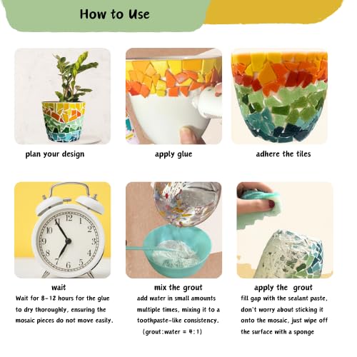 jiezaidada Mosaic Puzzles Craft Kit for Adults - DIY Flowerpot Planter with Step-by-Step Guide, Creative Arts & Crafts Hobby Kit for Women & Men - Perfect for Home Decor, Christmas Gifts, and Relaxation Therapy