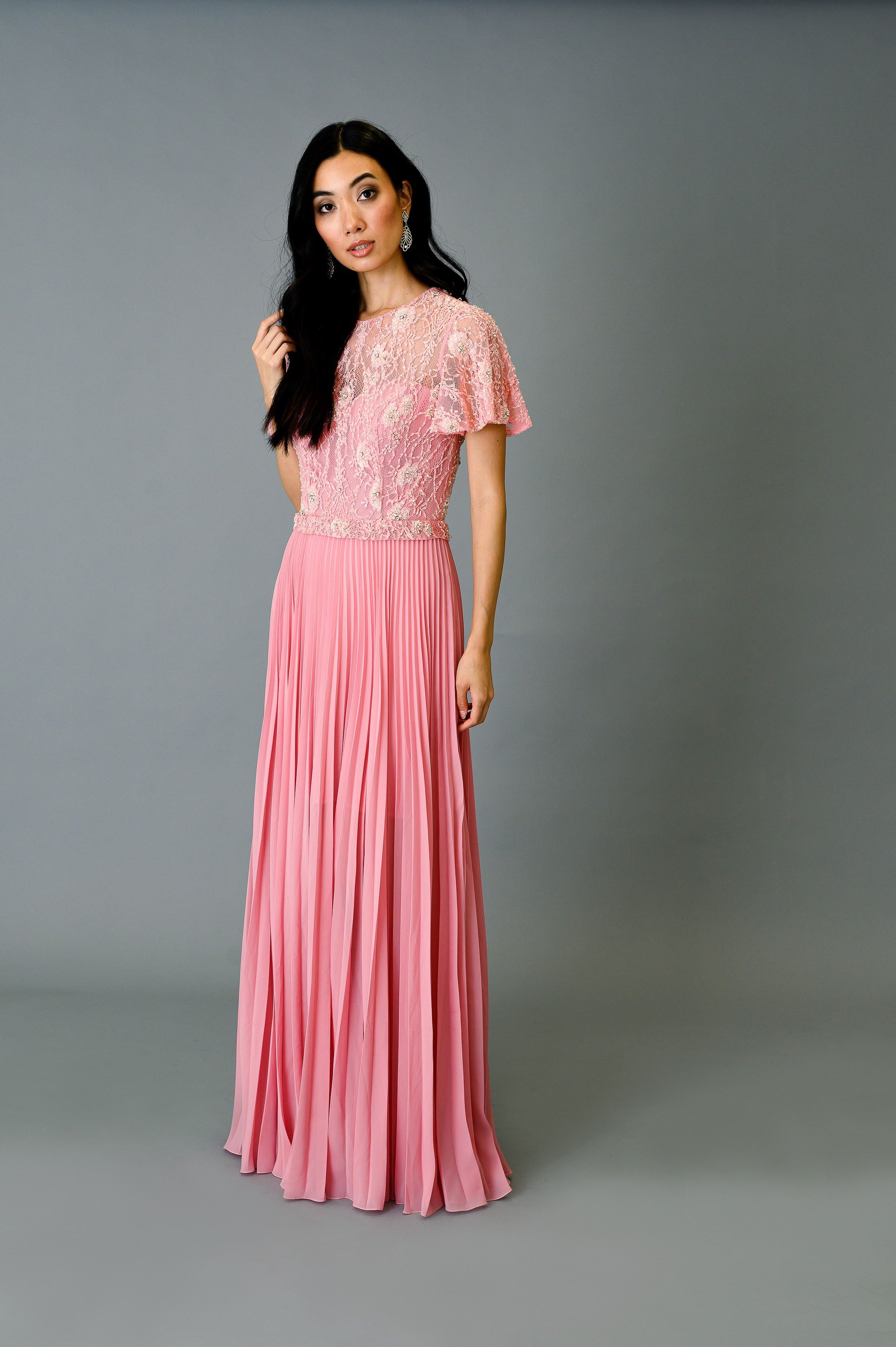 Elegant Women's Embroidered Pleated Dress - Flowy A-Line Midi Dress for Spring & Summer - Perfect for Weddings, Parties & Office Wear