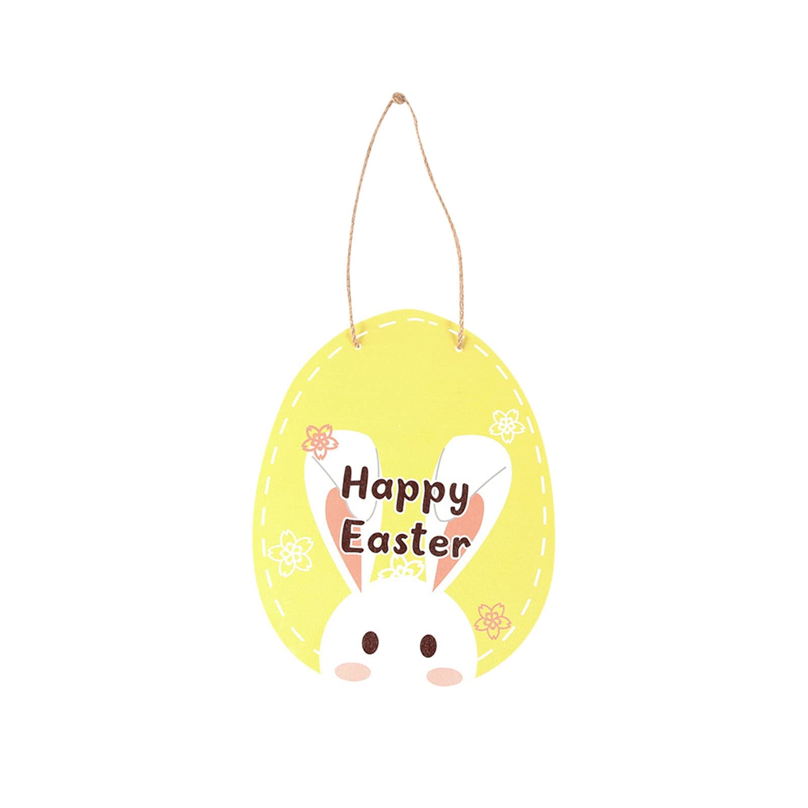 GTMANG Easter Egg Pendant - Wooden Farmhouse Door Decor with Rope, Creative Hanging Ornament for Easter, Spring & Home Decoration (Style D) - Perfect for Front Door, Garden, Party & Seasonal Display