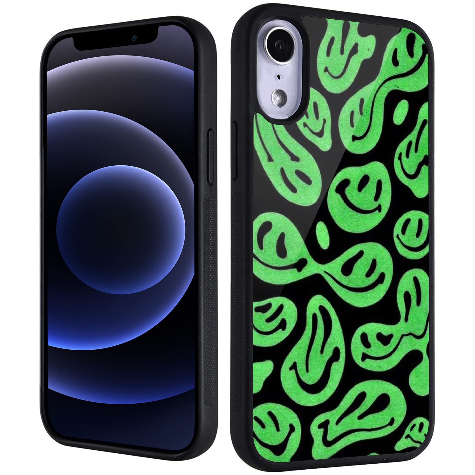 Trippy Smiley Face iPhone 12 Pro Max Case - Cute Protective Cover for Women & Girls | Soft TPU with Hard Back | Shockproof & Anti-Scratch | Green Design - Perfect for Daily Use, School & Work