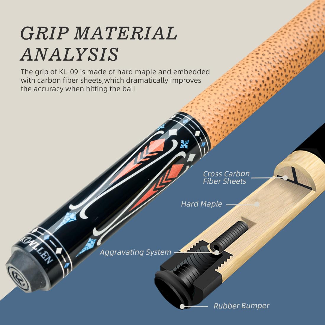 KONLLEN 58-inch Professional Carbon Fiber Pool Cue Stick - Low Deflection Billiard Cue with 12.5mm Tip for Adults (Pro Taper, Easy Control, Ultra-Smooth) | Perfect for Tournament Play & Home Pool Tables