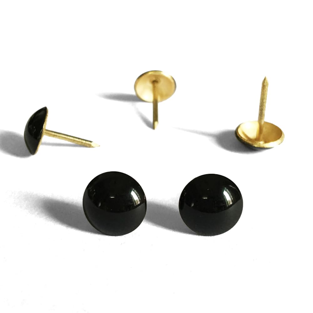 500pcs Black Painted Upholstery Tacks - D11mmxL17mm Decorative Nails for Sofa, Wooden Furniture & DIY Projects | Hobnail Thumb Tacks for Home Decor, Upholstery Repair & Crafting