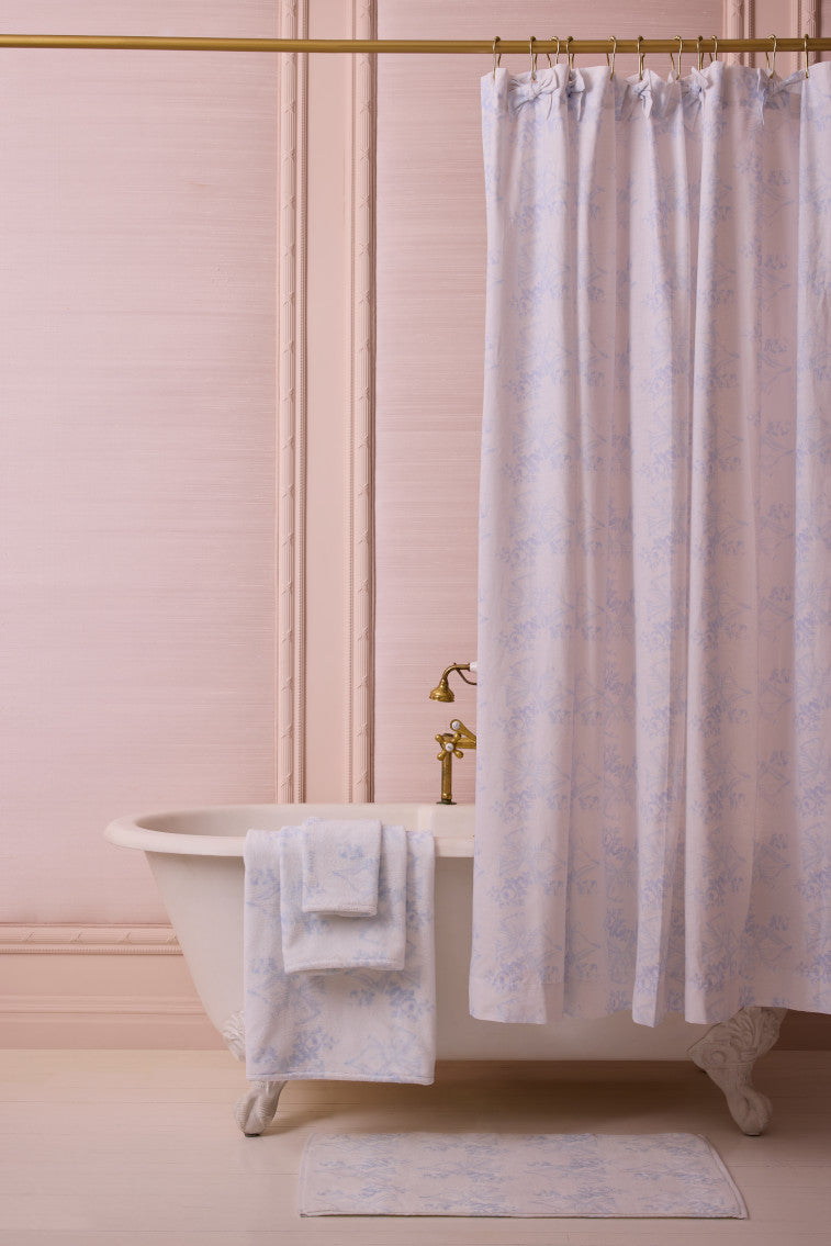 Linen Bow Shower Curtain - Blue Cloud Design | Waterproof Bathroom Decor for Modern & Farmhouse Style Homes | Perfect for Bathrooms, Guest Rooms & Coastal Themed Spaces