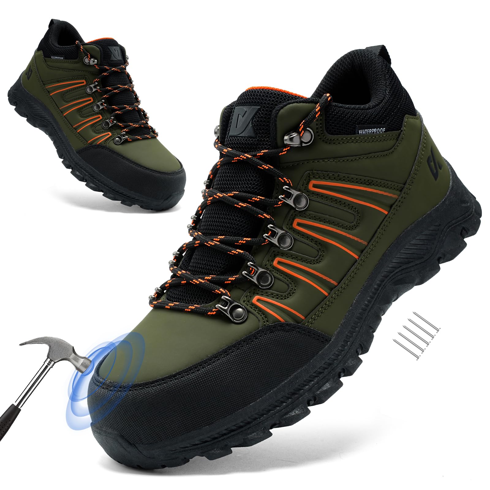 **DXINZHI Men's Steel Toe Work Shoes - Indestructible, Waterproof & Non-Slip Safety Boots with Composite Toe for Outdoor & Industrial Use**    **Usage Scenarios:** Perfect for construction, warehouse work, hiking, and heavy-duty outdoor activities.