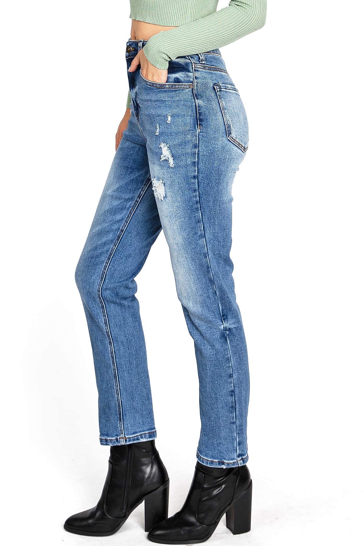 Women's High Rise Straight Leg Wax Jeans - Stretch Denim Pants for Juniors | Perfect for Casual Wear, Office Outfits & Everyday Fashion