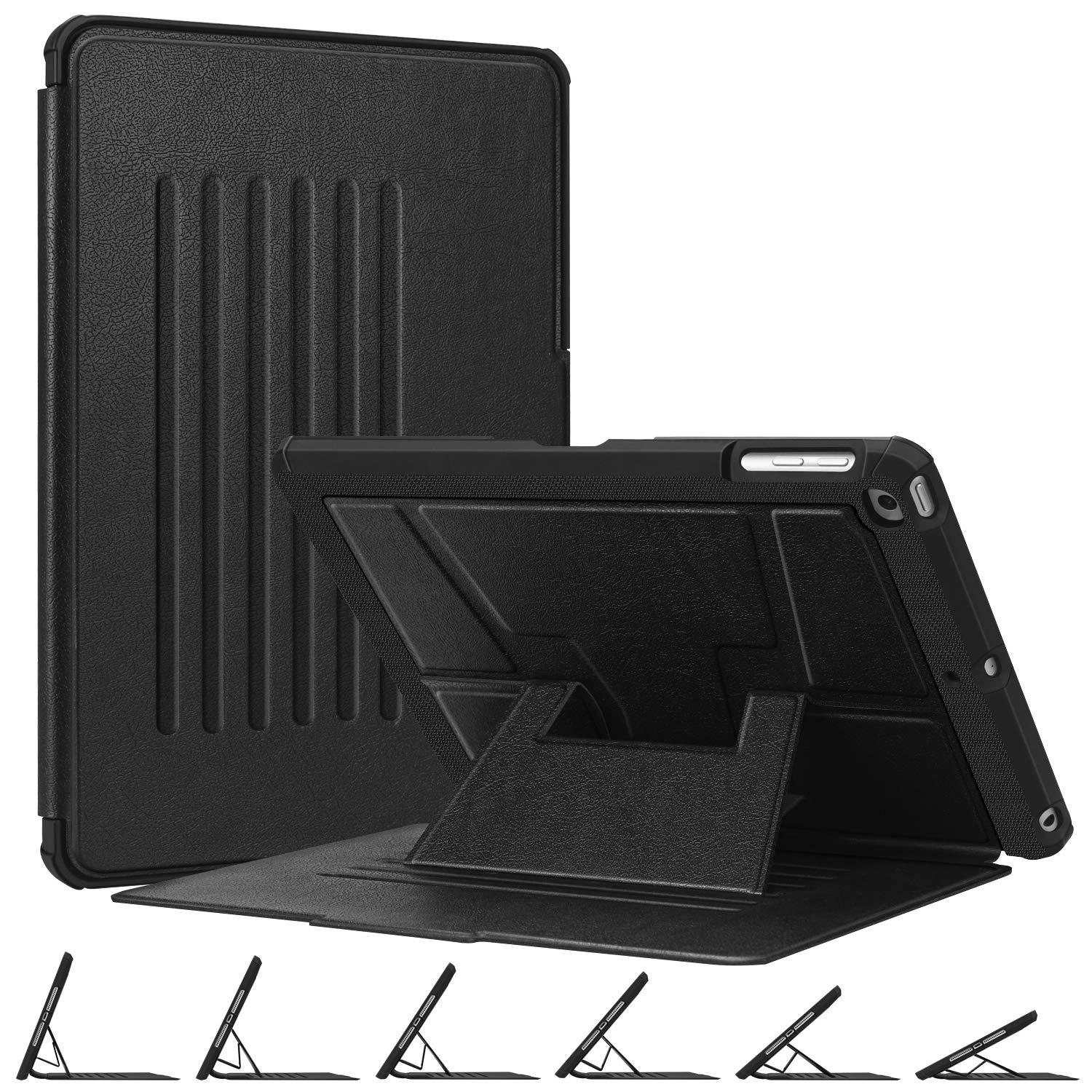 Fintie Magnetic Stand Case for iPad 6th/5th Gen (2018/2017), iPad Air 2/Air (9.7 Inch) - Shockproof Rugged TPU Cover with Auto Wake/Sleep & Multiple Viewing Angles - Perfect for Work, Study & Entertainment (Black)