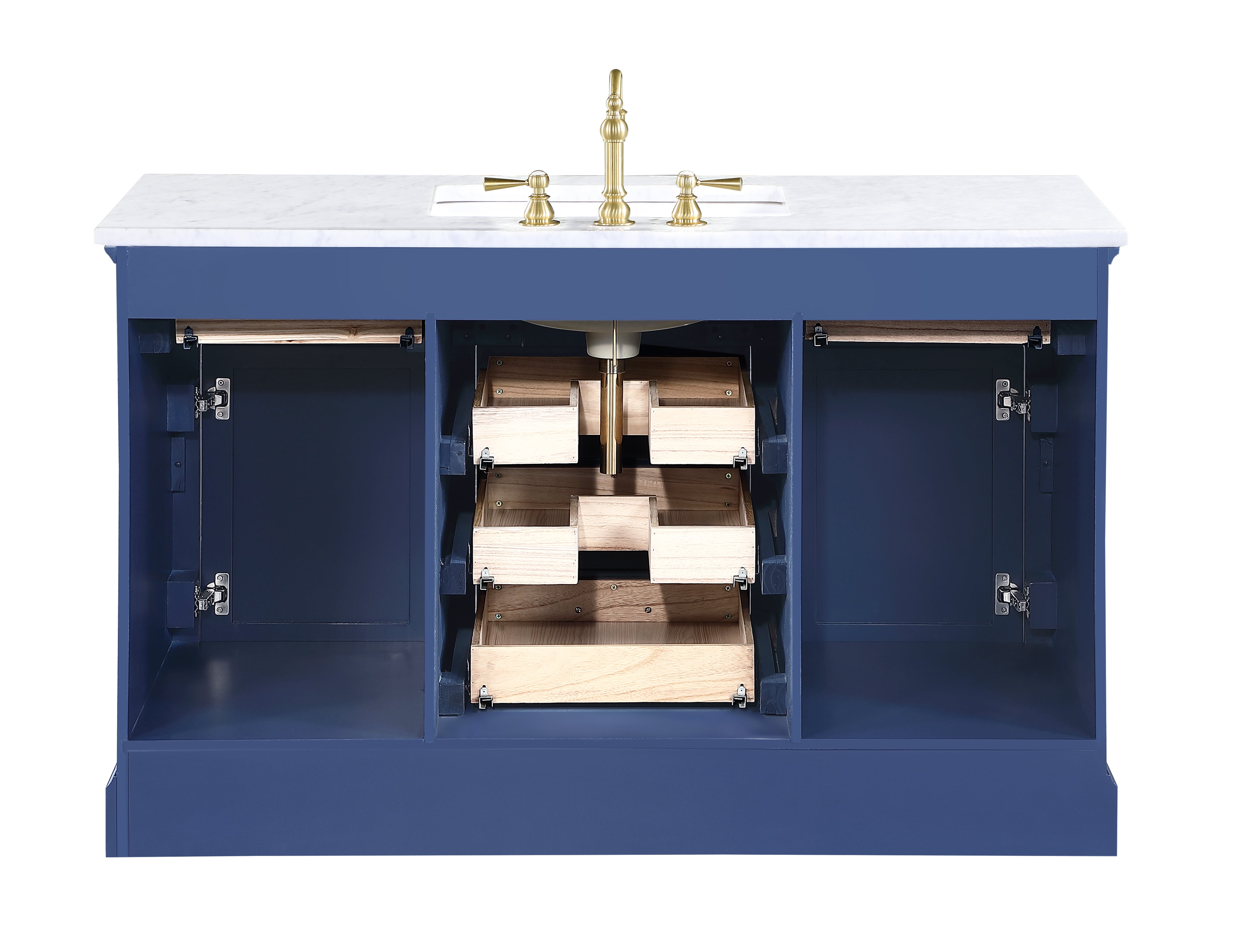 Design Element Milano 54-Inch Single Bathroom Sink Vanity in Blue - Modern Floating Vanity with Soft-Close Doors for Small Bathrooms & Powder Rooms