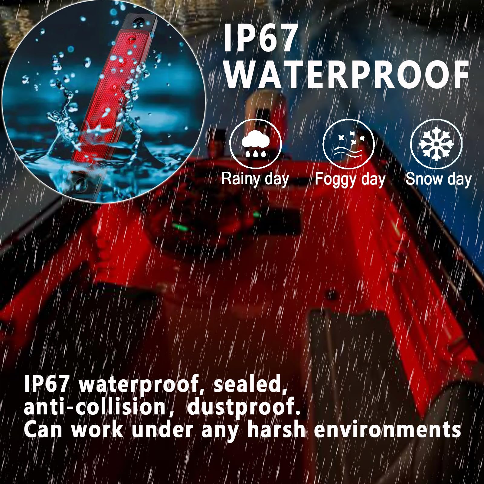 10Pcs Red Marine Boat Lights - 12V Waterproof LED Navigation & Courtesy Lights for Deck, Transom, Cockpit, Bow & Stern - Perfect for Kayak, Yacht, Fishing Pontoon, Sailboat & Boat Interior Lighting (Ideal for Night Fishing & Water Safety)