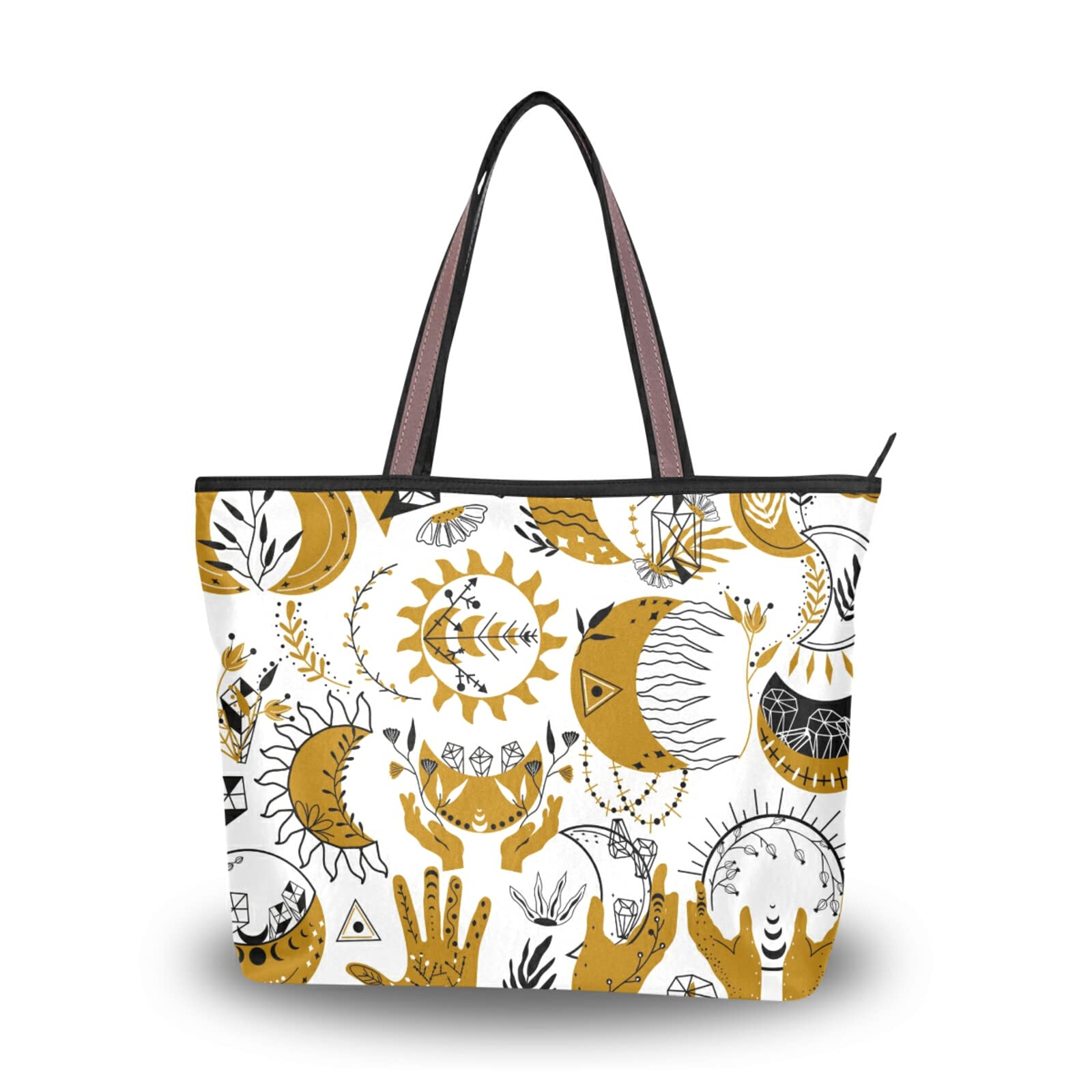 Bohemian Floral Moon Tote Bag for Women - Reusable Shoulder Handbag, Beach & Travel Tote - Perfect for Summer Outings, Beach Vacations and Daily Use