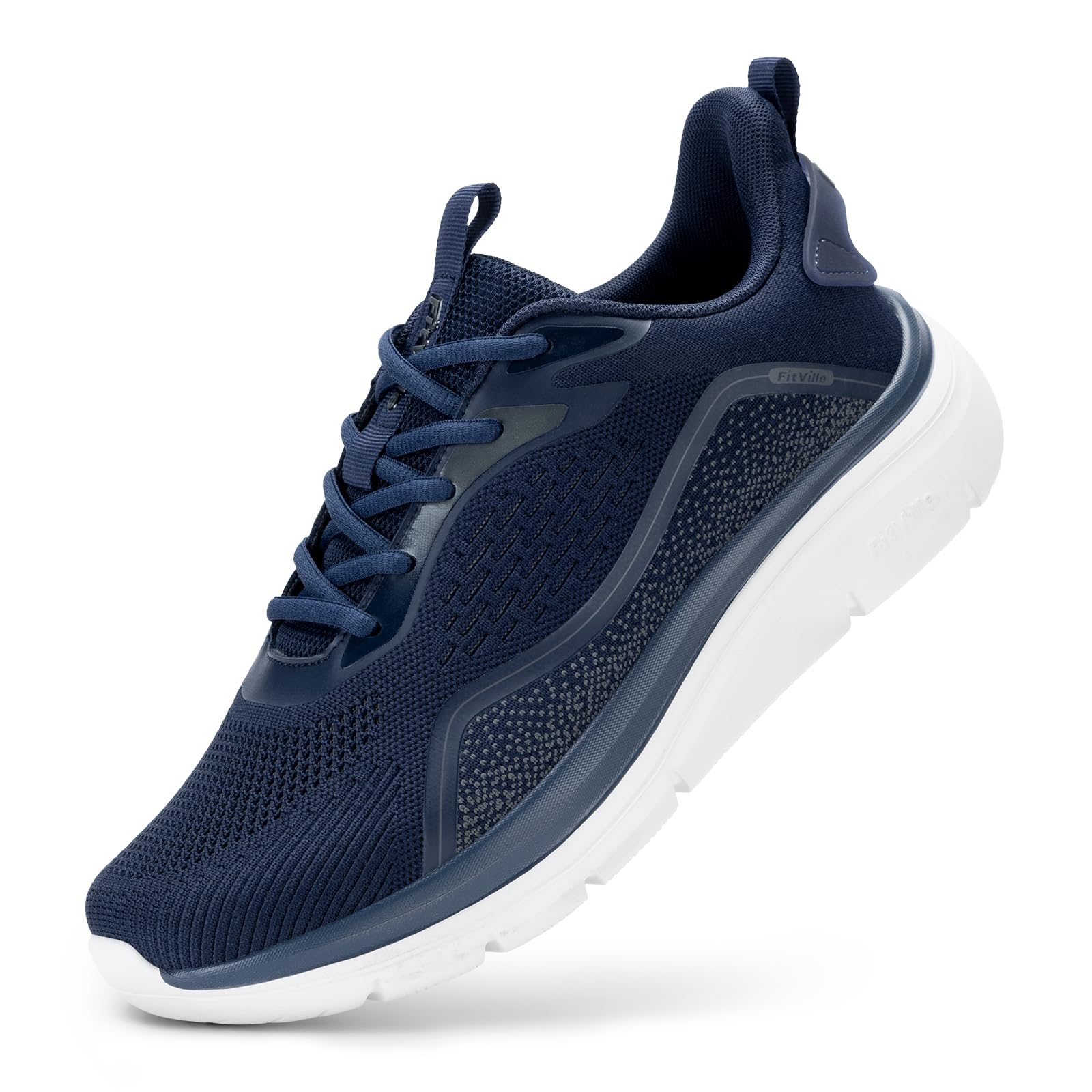 FitVille Men's Wide Road Running Shoes - Lightweight Slip-On Sneakers with Breathable Mesh for Jogging & Walking | Cloud Jogger V3 Wide Athletic Shoes for Comfortable All-Day Wear