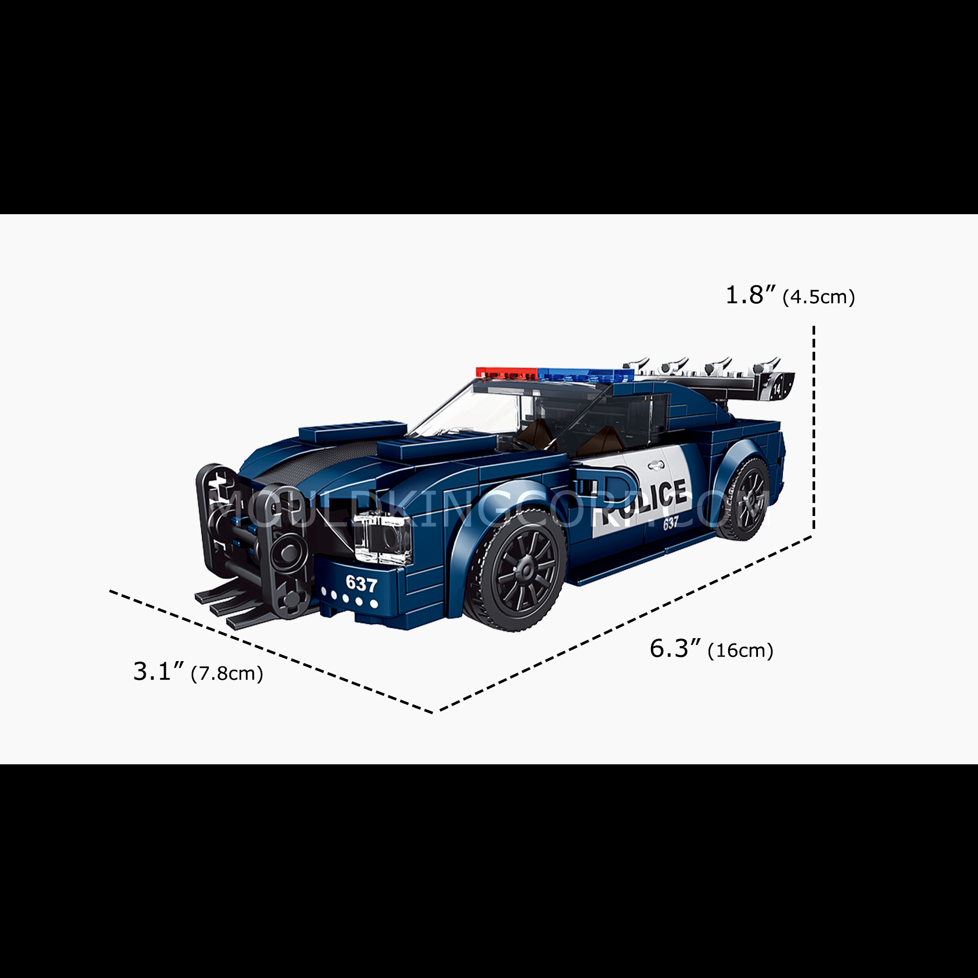 Mould King 27002 The Barricade Police Mini Sports Car Building Set - 356 PCS Model Kit for Kids & Adults | Perfect for STEM Learning, Gift Giving & Collectors Display