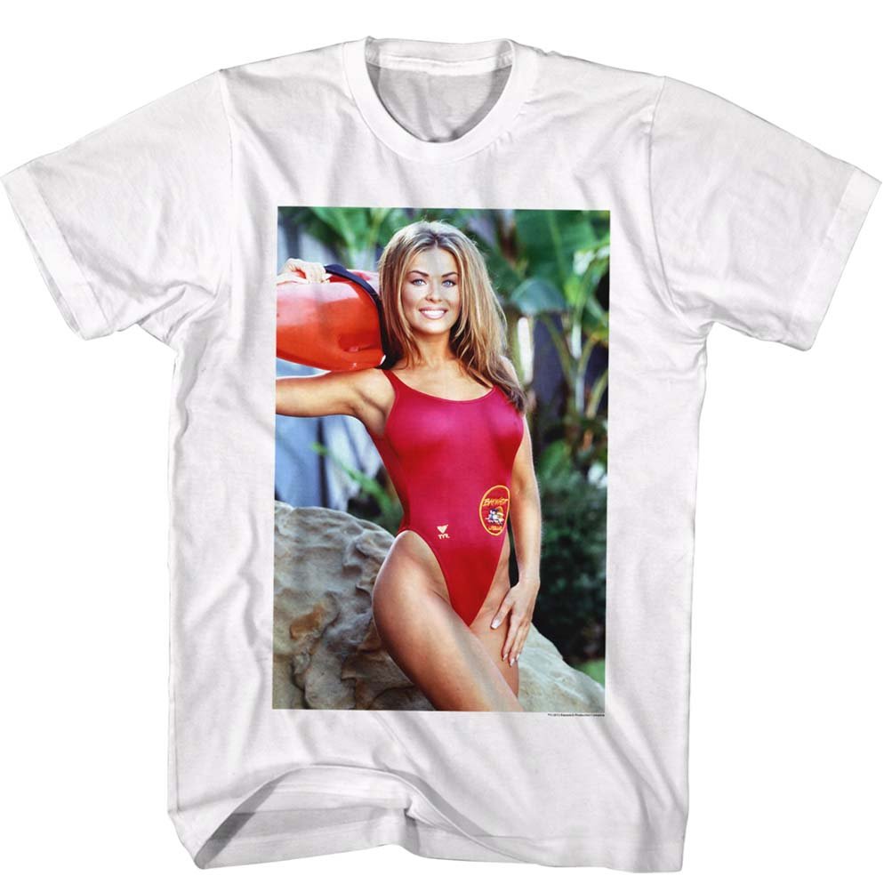 Baywatch Carmen Photo T-Shirt - A&E Designs Vintage TV Show Tee for Men & Women - Perfect for Beach Parties, 90s Theme Events, and Casual Wear