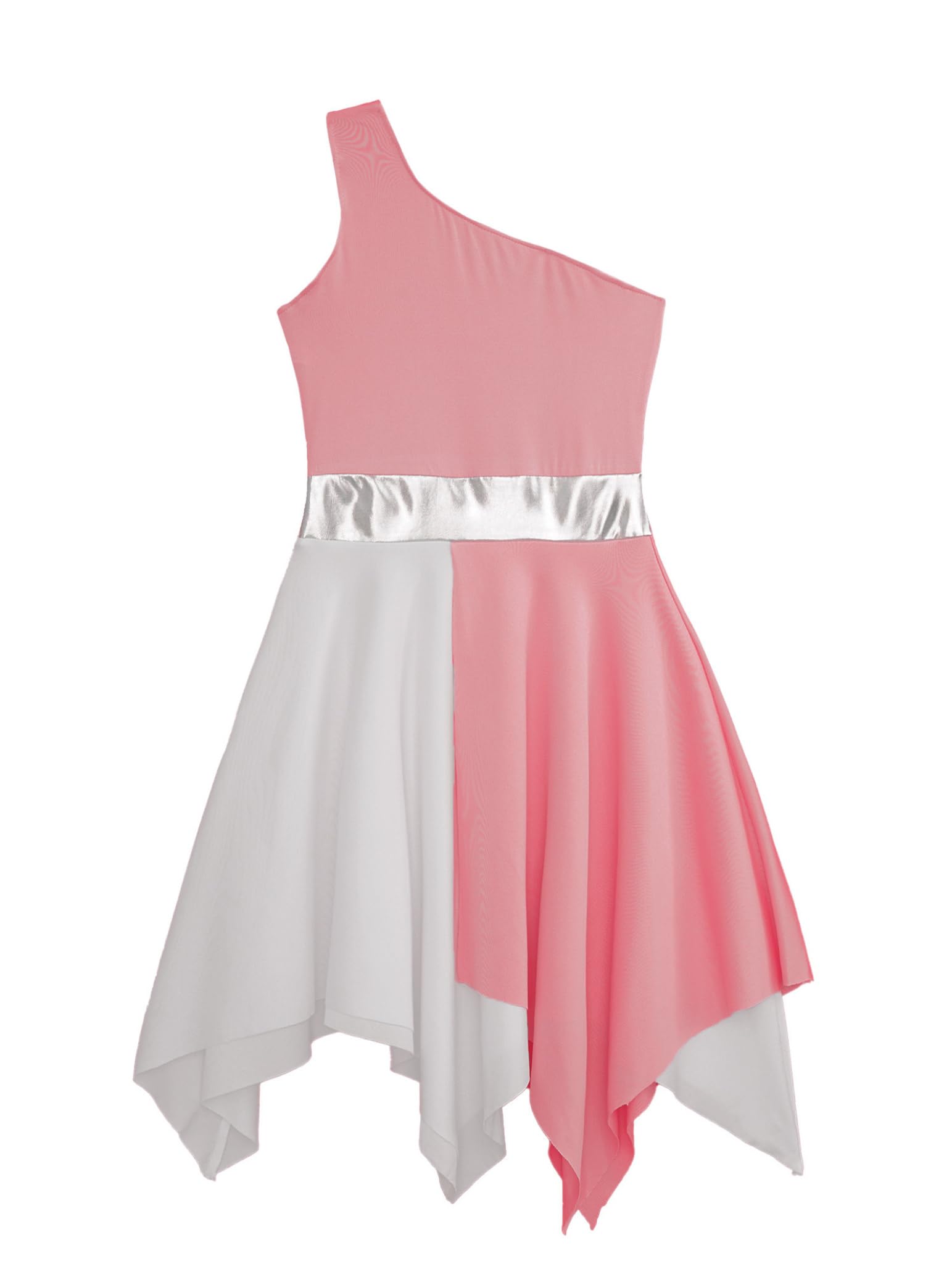 Girls' Asymmetrical Praise Dance Tunic - Color Block Liturgical Lyrical Dress for Church Performances & Worship Events