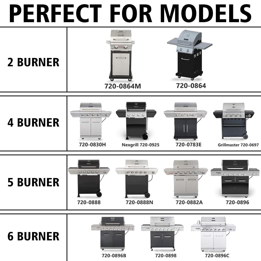 Nexgrill 4-Burner Stainless Steel Heat Plates Replacement Parts - Compatible with Models 720-0896B, 720-0896C, 720-0882A, 720-0896, 720-0925, 720-0896E - Perfect for Gas Grill Repair & Maintenance