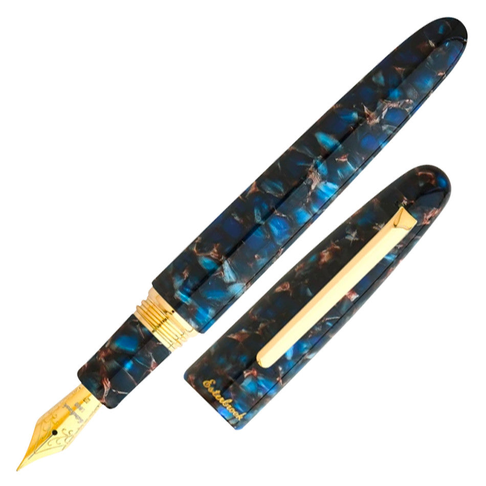 Esterbrook Estie Oversize Fountain Pen - Nouveau Bleu with Gold Trim & Custom Gena Nib | Luxury Writing Instrument for Professionals, Collectors & Gift Giving